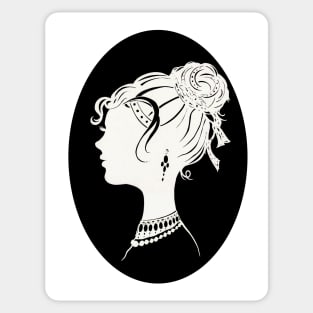 Elegant  Woman Silhouette, Vanity , Beauty black white Illustration Sticker